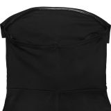 Women Elegant Strapless Beaded Ribbon Dress Two-Piece Set