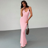Women Solid Sexy Strappy Beach Cover-Up Bikini Beach Dress