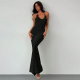 Women Solid Sexy Strappy Beach Cover-Up Bikini Beach Dress