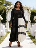 Plus Size African Women Pleated Sequined Elegant Maxi Dress