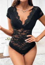 Women Top Lace Patchwork Bodysuit Women Top Lace Patchwork Bodysuit