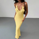 Women Solid Sexy Strappy Beach Cover-Up Bikini Beach Dress