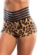 Women Leopard Print Patchwork Belt Shorts