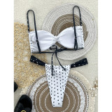 Women Color Block Halter Neck Spa Beach Two Pieces Swimwear