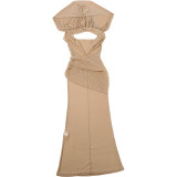 Women Sexy Backless Hooded V-Neck Sleeveless Dress