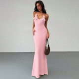 Women Solid Sexy Strappy Beach Cover-Up Bikini Beach Dress