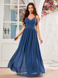 Women Camisole Solid Formal Party Pleated Maxi Dress