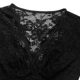 Women Top Lace Patchwork Bodysuit