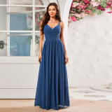 Women Camisole Solid Formal Party Pleated Maxi Dress