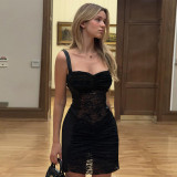Women Sexy Lace Spring See-Through Bodycon Strap Dress