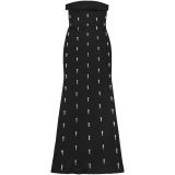 Women Elegant Strapless Beaded Ribbon Dress Two-Piece Set