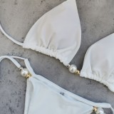 Women Halter Neck Lace-Up Backless Bikini Two Pieces