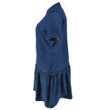 Plus Size Women Short-Sleeve Stand Collar Dress