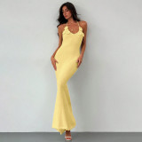 Women Solid Sexy Strappy Beach Cover-Up Bikini Beach Dress