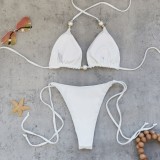 Women Halter Neck Lace-Up Backless Bikini Two Pieces