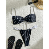 Women Color Block Halter Neck Spa Beach Two Pieces Swimwear