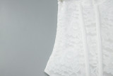 Women Summer Sexy Strapless Solid Patchwork Lace Halter Neck Top