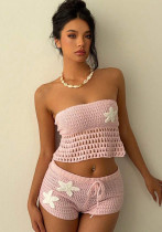 Women Solid Sexy Knitting Beach Dress Bikini Cover-Up Swimwear Two-Piece Set Women Solid Sexy Knitting Beach Dress Bikini Cover-Up Swimwear Two-Piece Set