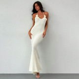 Women Solid Sexy Strappy Beach Cover-Up Bikini Beach Dress