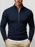 Men's Spring/Autumn Half-Zip Stand Collar Knitting Top