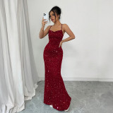 Women Backless Mermaid Maxi Dress