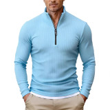 Men's Spring/Autumn Half-Zip Stand Collar Knitting Top