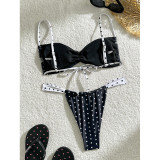 Women Color Block Halter Neck Spa Beach Two Pieces Swimwear