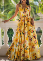 Women Spring Print V-Neck Camisole Maxi Dress Women Spring Print V-Neck Camisole Maxi Dress