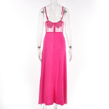 Women sequined see-through mesh patchwork dress