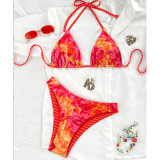 Women Printed Sexy Tie-Up Bikini Two-Piece Swimwear