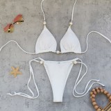 Women Halter Neck Lace-Up Backless Bikini Two Pieces