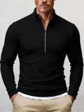 Men's Spring/Autumn Half-Zip Stand Collar Knitting Top
