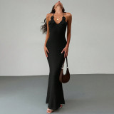 Women Solid Sexy Strappy Beach Cover-Up Bikini Beach Dress