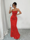 Women Backless Mermaid Maxi Dress