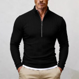 Men's Spring/Autumn Half-Zip Stand Collar Knitting Top