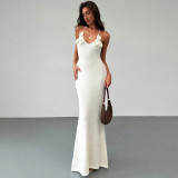Women Solid Sexy Strappy Beach Cover-Up Bikini Beach Dress