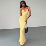 Women Solid Sexy Strappy Beach Cover-Up Bikini Beach Dress