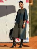Color-Block Patchwork Irregular Pocket Loose Denim Dress