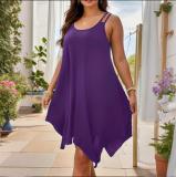 Solid Color Casual irregular Plus Size Strap Dress