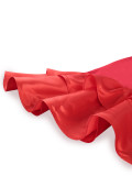 Red Satin Slash Shoulder Cut-Out Long Sleeve Mermaid Hem Slim Fit Formal Party Dress