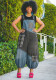 Color-Block Ripped Plaid Patchwork Pocket Cropped Overalls Jumpsuit