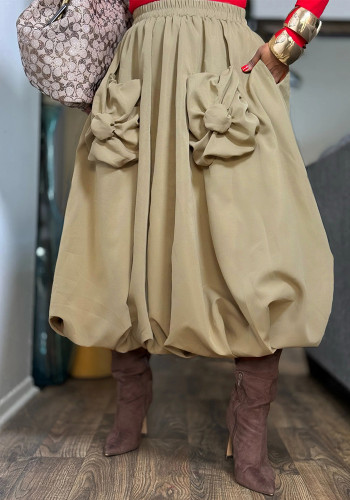 Bubble Pocket Lantern Midi Skirt