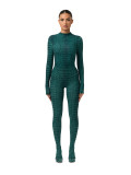 Women’s Sexy Snake Print Long Sleeve Tight-Fitting Jumpsuit