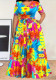 Plus Size Printed Round Neck Short Sleeve Slim-Waist Loose Maxi Dress