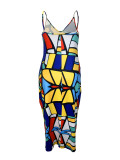Plus Size Fashion Multicolor Loose Holiday Strap Dress
