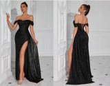 Wome sequined off-shoulder sexy evening Dress