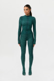 Women’s Sexy Snake Print Long Sleeve Tight-Fitting Jumpsuit