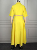 Chic Party Two-Piece Set Turndown Collar Crop Shirt with Irregular Pleated Maxi Skirt