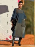 Color-Block Patchwork Irregular Pocket Loose Denim Dress