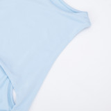 Spring Women’s Solid Color Sexy Mesh Short Sleeve Top & Cut-Out Mini Dress Set